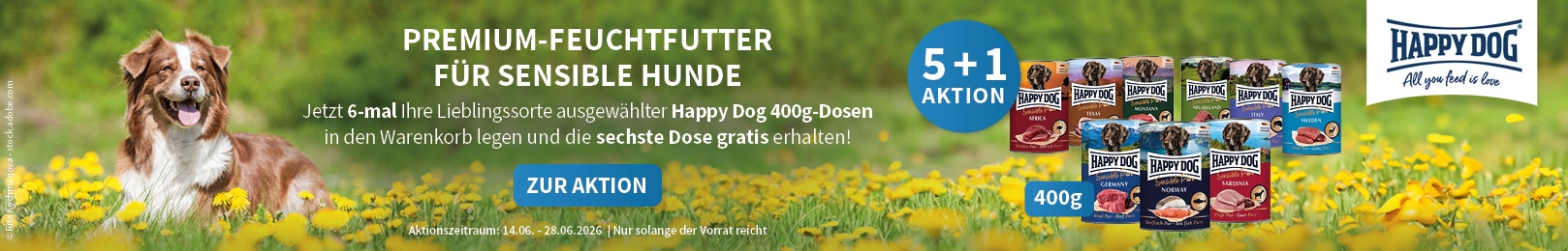 Happy Dog 400g Dosenfutter 5+1 Aktion